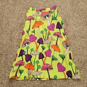 Farm Rio Skirt Lime Green Mushroom Mushrooms Midi Anthropologie Size Small